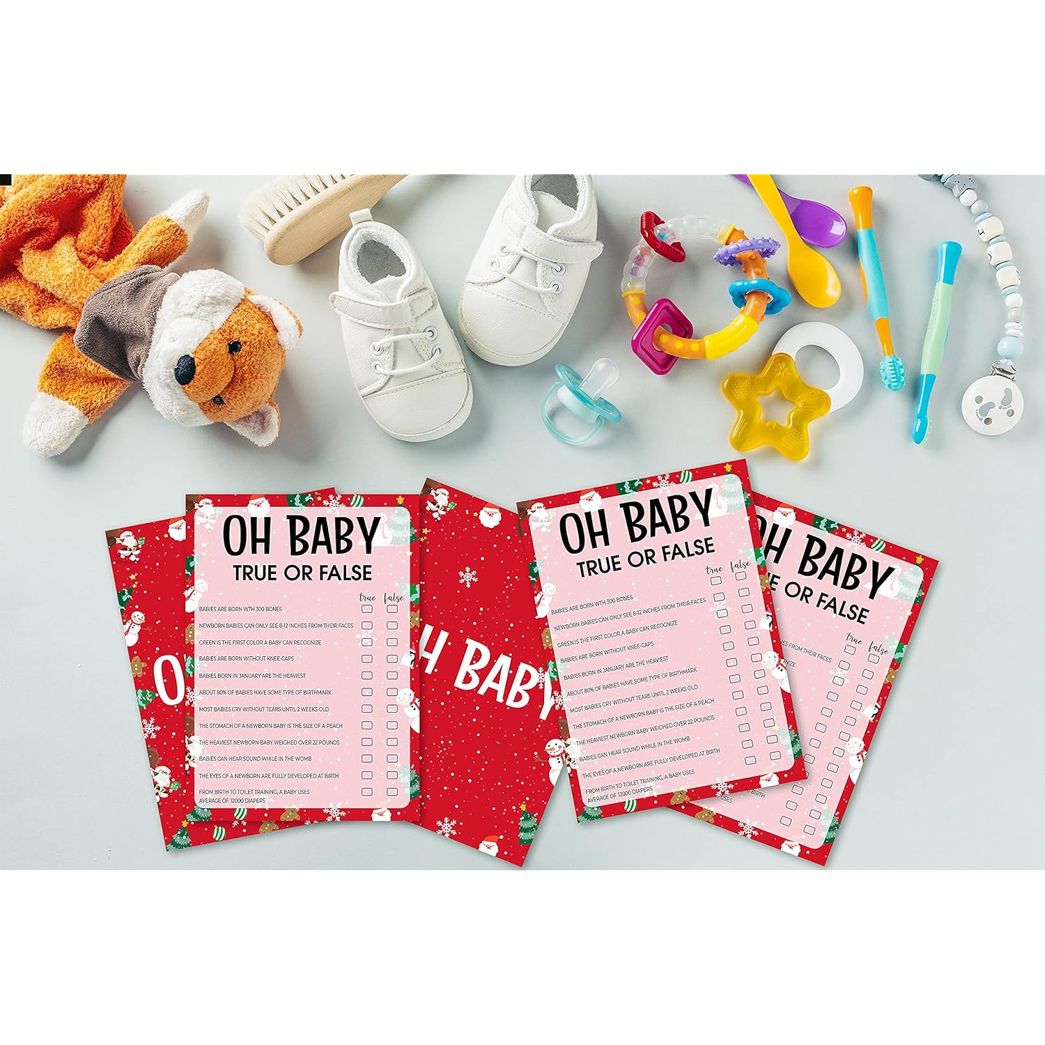 Baby Shower Game Cards, True Or False Game, Christmas Party Cards For Gender Neutral Boys Or Girls, Set Of 30 Cards(Chris003)