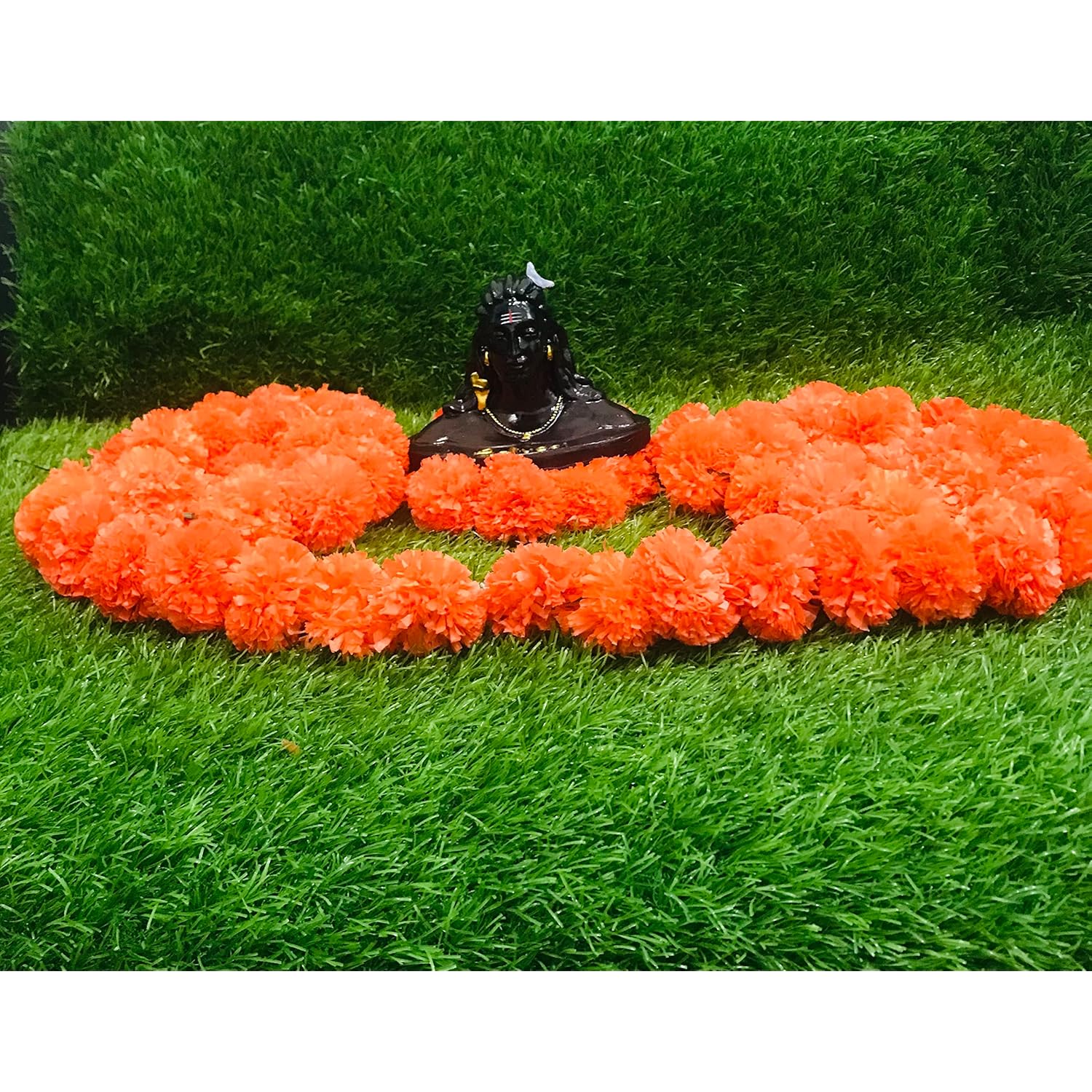 5 Pc - 5 Feet Marigold Garland |Indian/American Wedding Party Mantle Decoration, Faux Garlands Wedding Garland, Diwali Decoration, Spring Bush Floral! (Dark Orange)