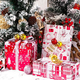 Wrapping Paper Roll - Mini Roll - 17 Inch X 120 Inch Per Roll - 3 Different Red And White Christmas Design With Glitter Metallic Foil Shine (42.3 Sq.Ft.Ttl)