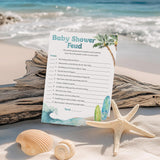 Surf Beach Theme Baby Shower Feud Game — Pack Of 25 — Fun Shower Family Feud Games, Baby On Board Baby Shower Activity, Gender Neutral Couples Shower Fued Games G940-Bsf