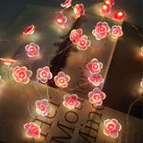 Pink Cherry Blossom Flower String Lights 40 Led 13Ft Sakura Decorative Lights Battery Operated Light With Remote, Christ