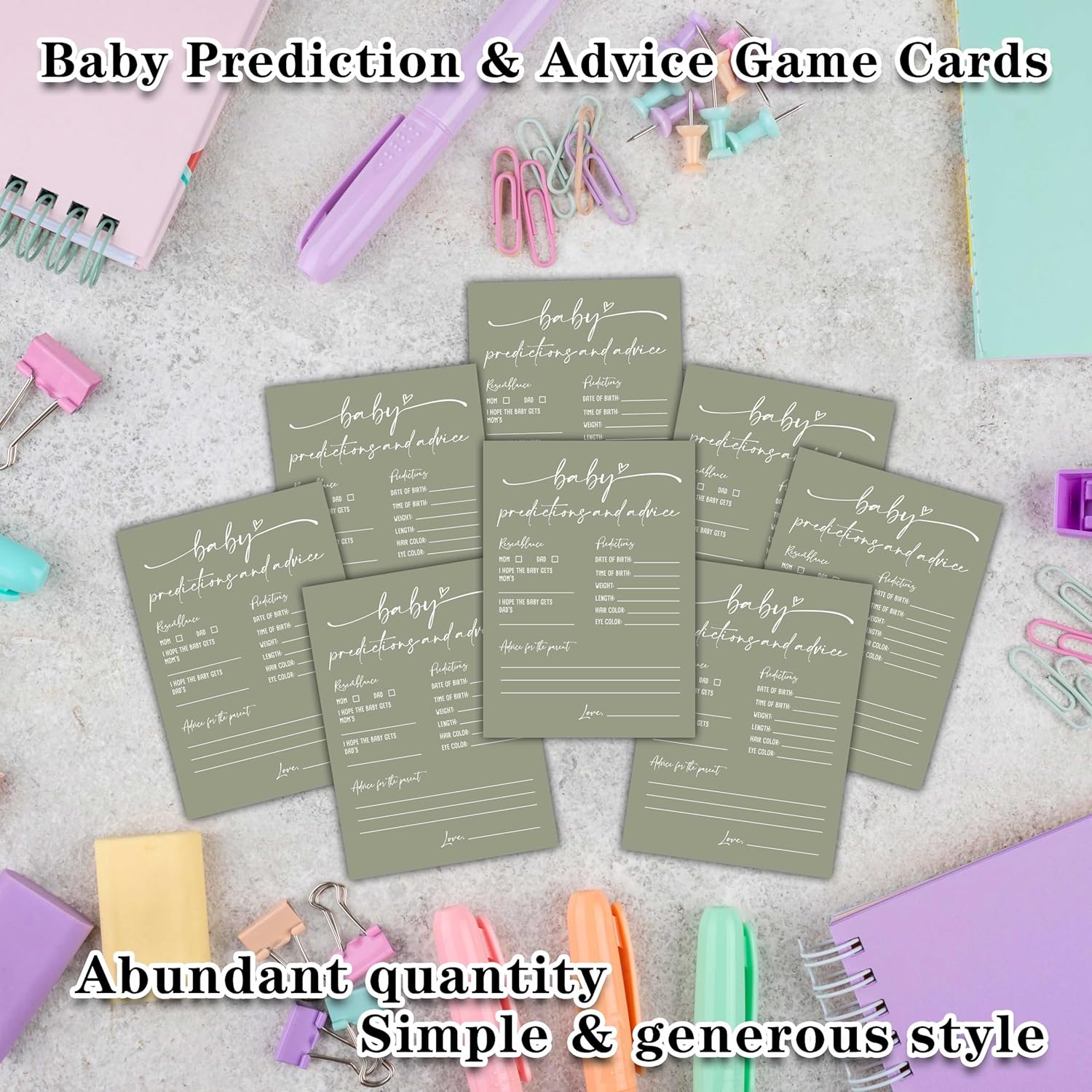 Baby Prediction And Advice Cards, Baby Shower Games Cards, Minimalism Boy Or Girl Baby Gender Reveal Party Favors Decorations And Supplies, 30 Pcs Double-Sided - A09