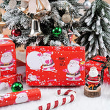 Reversible Christmas Wrapping Paper Roll, Mini Roll, Red Santa Claus And Snowflake Design, Adorable Gift Wrap For Kids, Boys, Girls, Holiday Xmas Presents, 17 Inches X 16.4 Feet