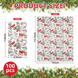 100 Pcs Christmas Cardinal Birds Paper Napkins Winter Xmas Disposable Guest Napkin Red Berries Cedar Cones Bathroom Hand Towel For Holiday Party Tableware Supplies