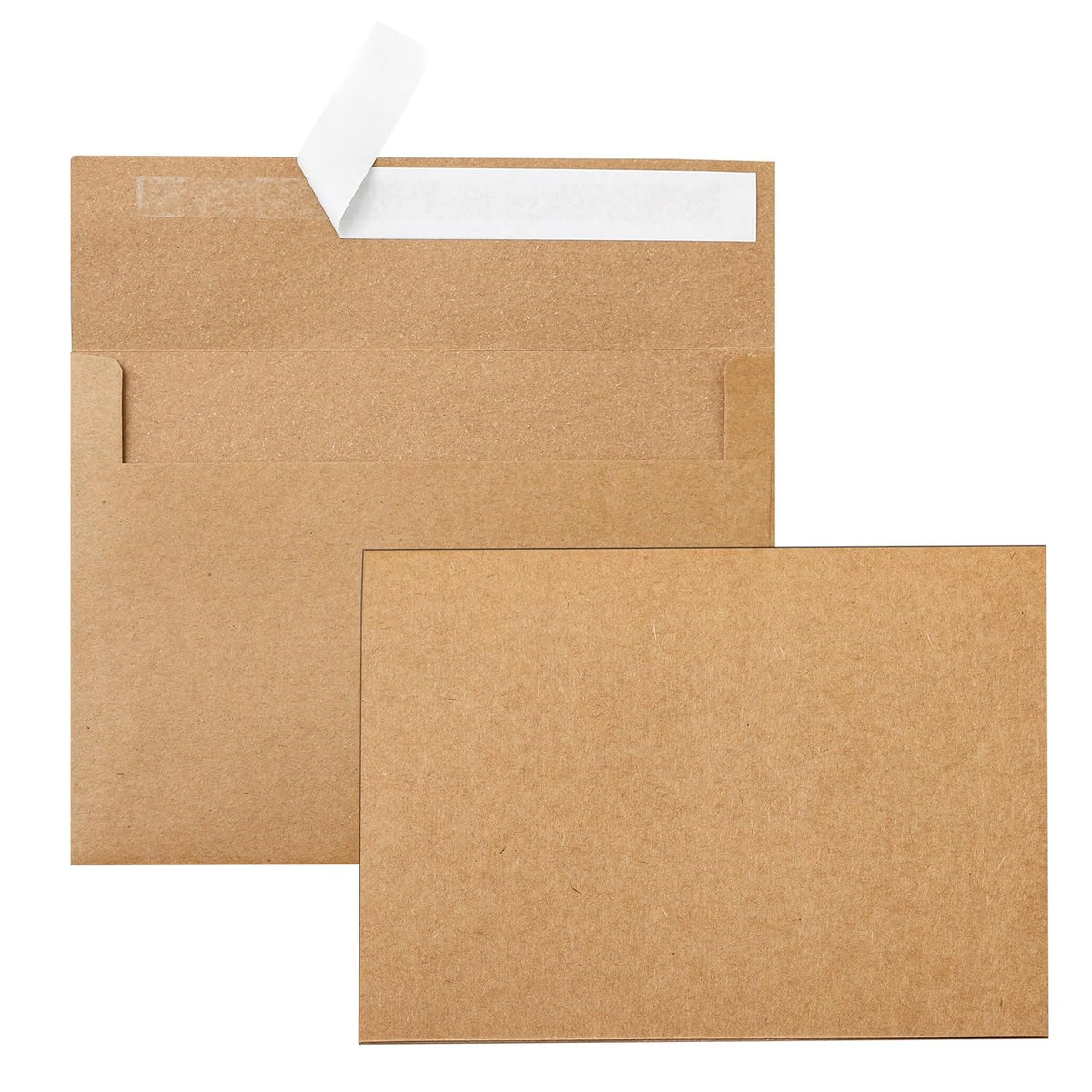 100 Packs Brown Blank Cards And Envelopes 5 X 7 Heavyweight Single Panel Cardstock And A7 Envelopes Self Seal For Wedding Invitations, Birthday, Thank You Cards, Mailing