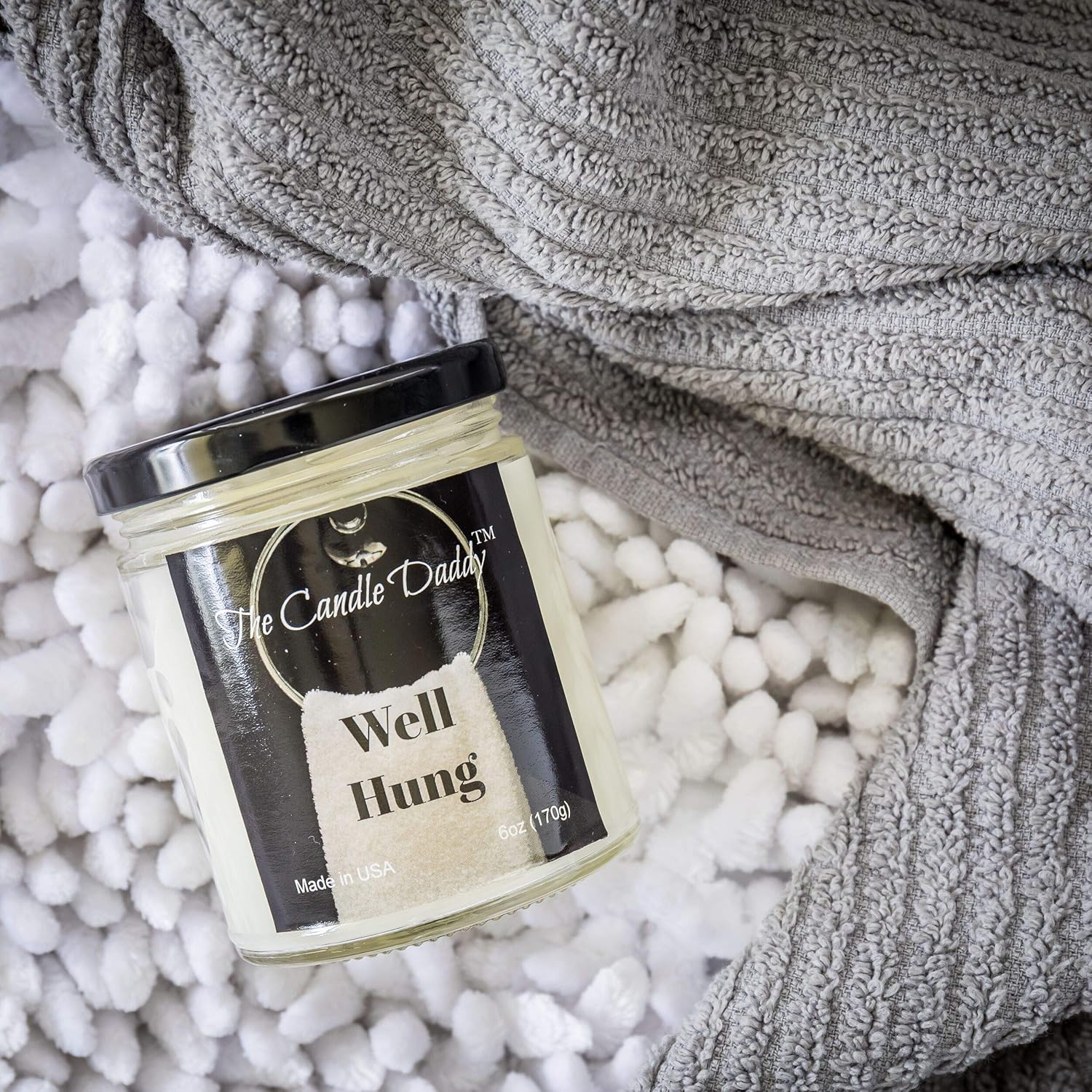 Funny Fresh Linen Candle- Well Hung- Scented Candle- Double Pour- 6 Ounce- 40 Hour Burn Time