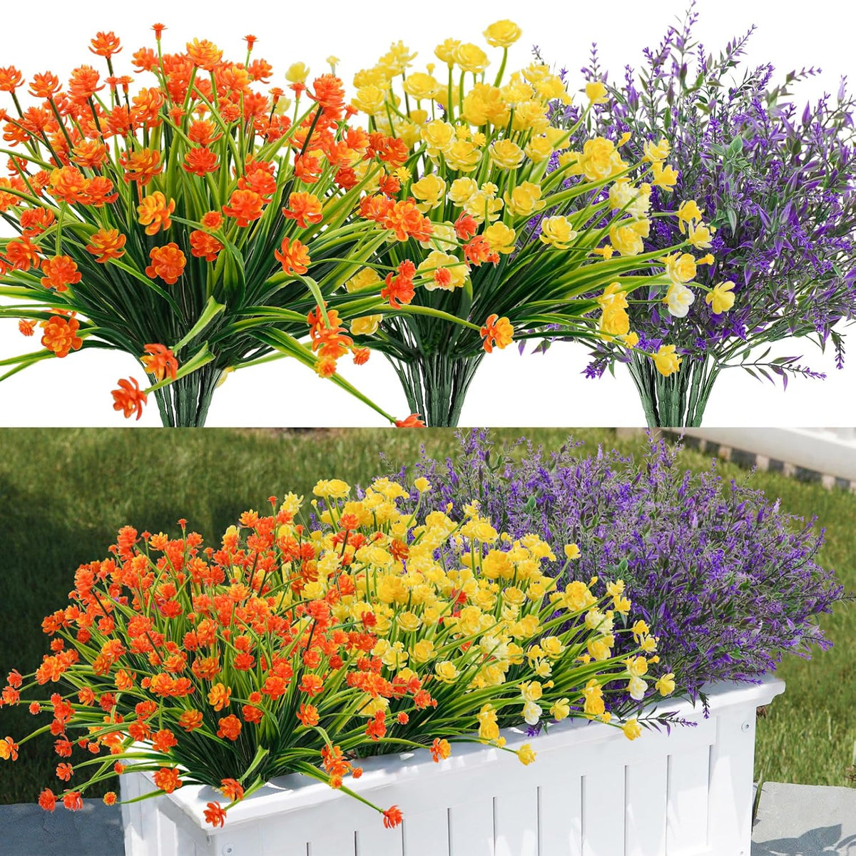20 Bundles Outdoor Artificial Flowers, Uv Resistant Fake Boxwood Plants Faux Outdoor Plastic Flowers Greenery Shrubs Plants For Spring Indoor Outside Hanging Plants Garden Home Wedding Decor