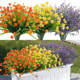 20 Bundles Outdoor Artificial Flowers, Uv Resistant Fake Boxwood Plants Faux Outdoor Plastic Flowers Greenery Shrubs Plants For Spring Indoor Outside Hanging Plants Garden Home Wedding Decor