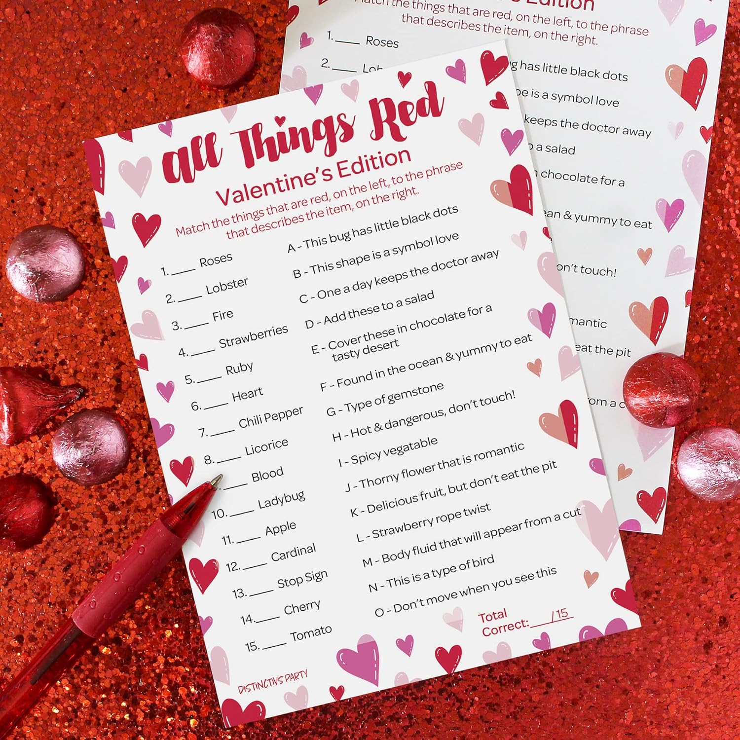 Valentine'S Day Classroom Party Game – 25 Player Cards, All Things Red Trivia Classroom Party Activity, Fun Valentine Trivia Game For Couples, Families, And Friends