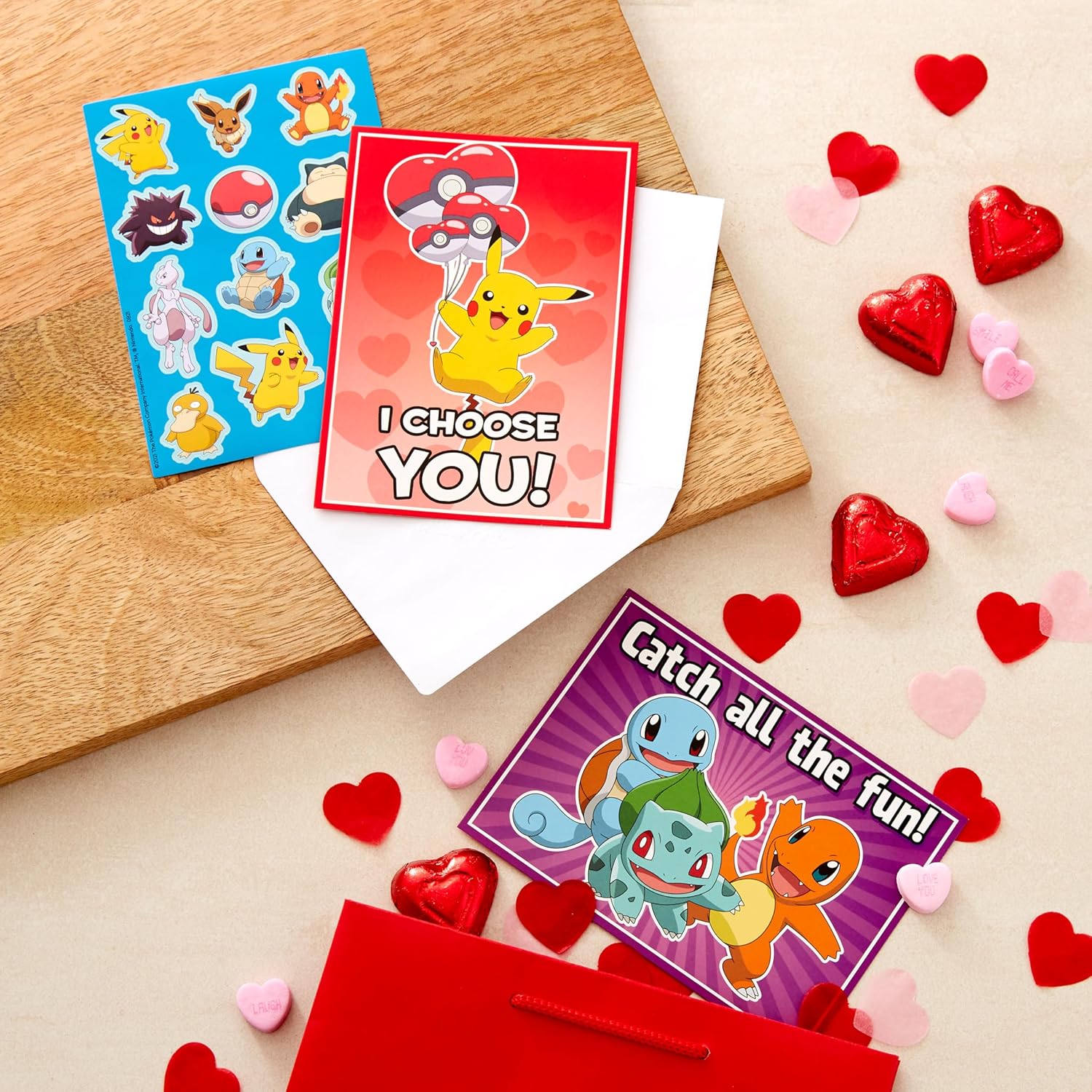 Hallmark Pokémon Valentine's Day Cards With Stickers, Fun Assorted (Pack of 24 Cards with Envelopes)