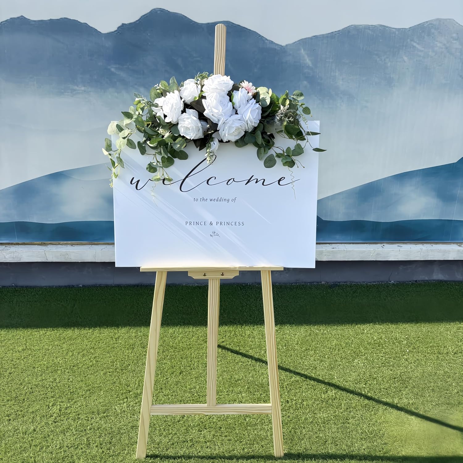 Wedding Arch Flowers, Rose Decorative Floral Swag For Lintel, 30Inch Artificial Greenery Eucalyptus Leaves Flower For Door Window Home Decoration