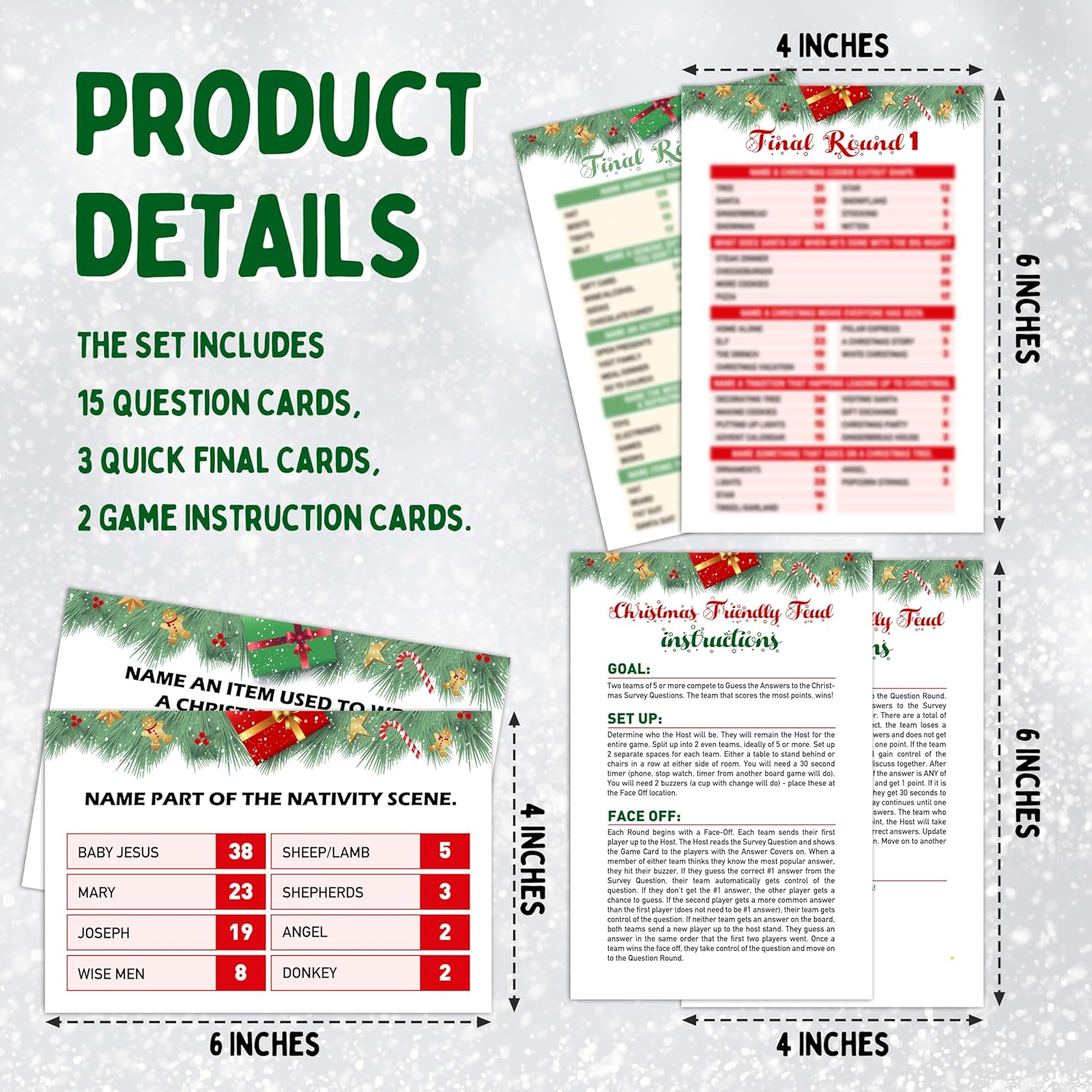 Friendly Feud Game - Christmas Family Party Game - Winter Adults Large Group Trivia Games & Activities (02)