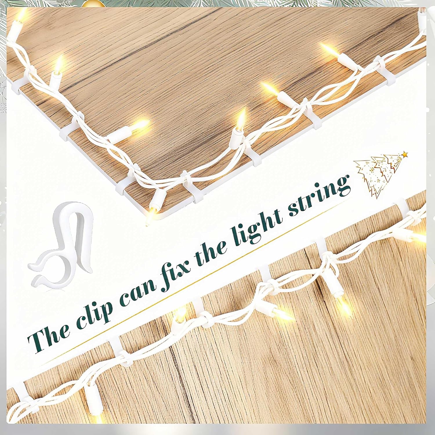 120 Pcs Christmas Light Clips Outdoor Hang Plastic Gutter Hooks Weatherproof Outdoor String Lights Clip Holiday Light Clips For Xmas Decoration (White)
