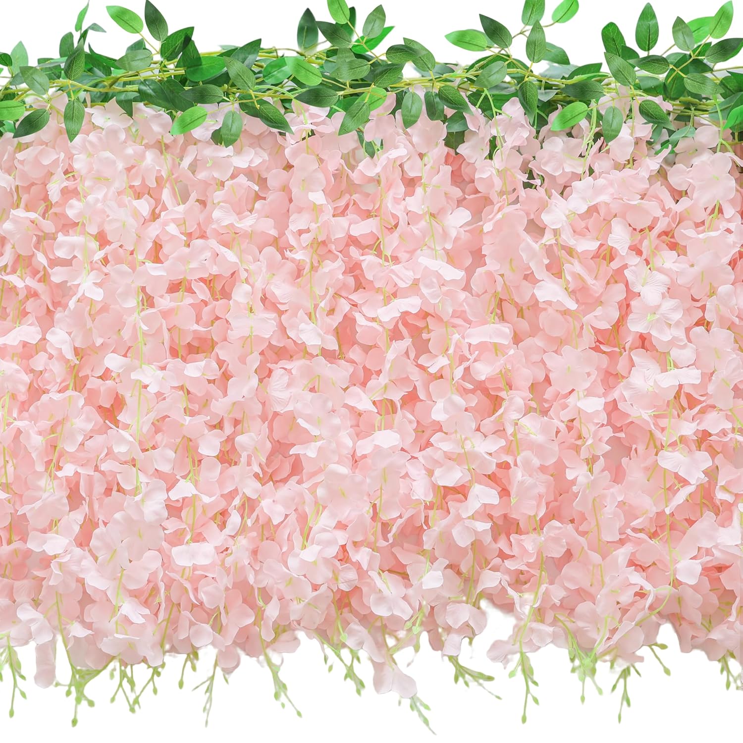 60 Branches Wisteria Hanging Flowers, 4Pcs Wisteria Artificial Flowers Garland, Artificial Wisteria Vine Silk Hanging Flower For Home Garden Outdoor Ceremony Wedding Arch Floral Decor (Pink)