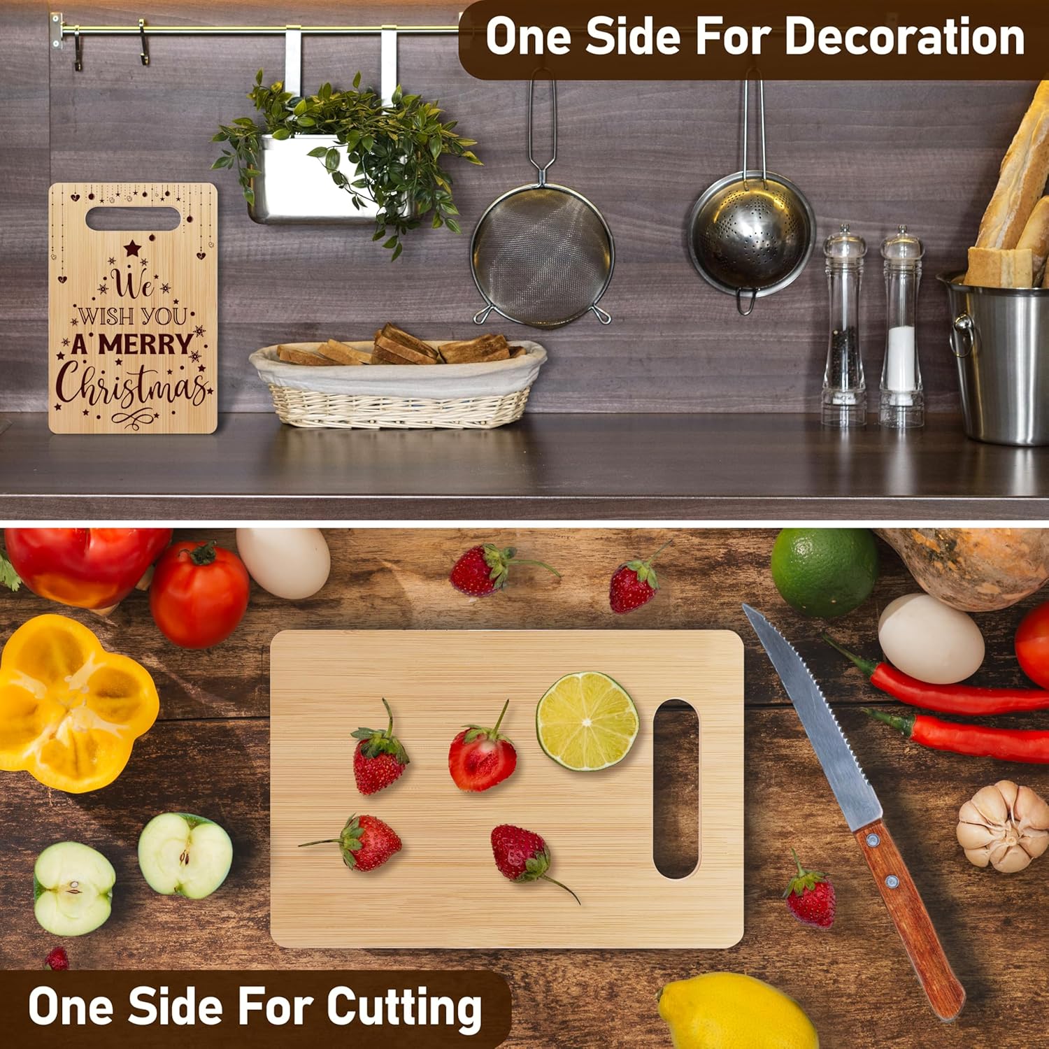 Christmas Cutting Board,Holiday Charcuterie Board, Christmas Kitchen Decorations, Gifts For Women Nana Mom Friends, Merry Christmas Bamboo Chopping Board, Kitchen Cooking Decor Favors -30