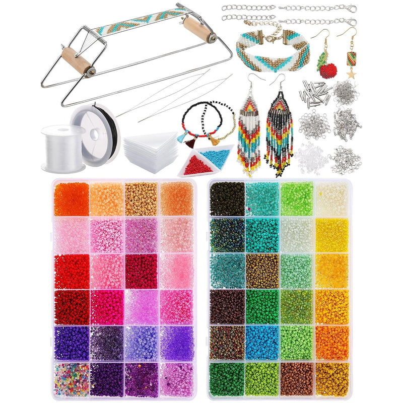 24000 Pcs Bead Loom Kit Beading Supplies 2 Mm Seed Beads Loom Kit For Adults B