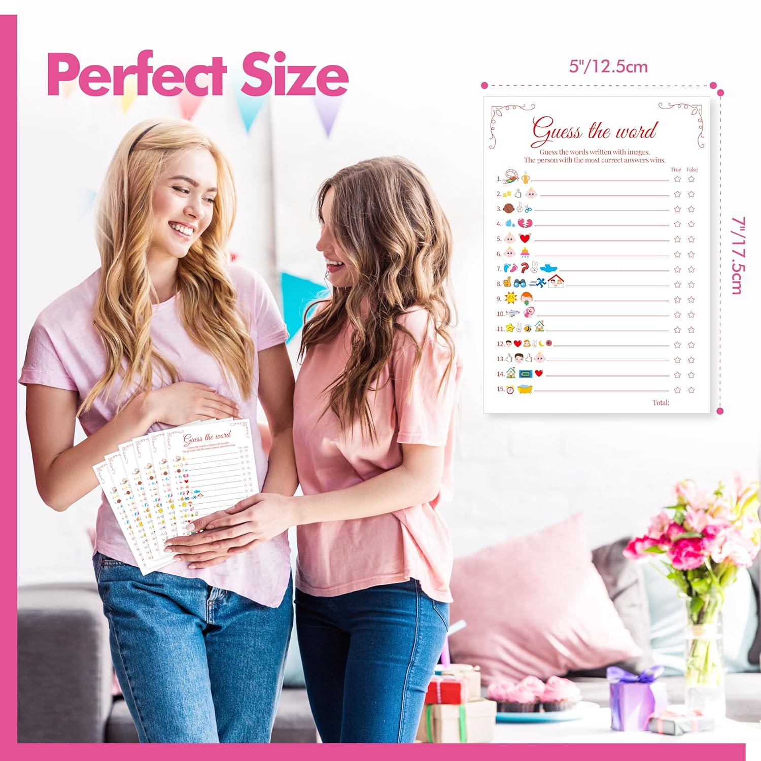 55Pcs Baby Shower Games, Predictions Cards & Guess The Phrase With Answer Keys Included Fun Baby Shower Party Games Gender Neutral For Girls Or Boys