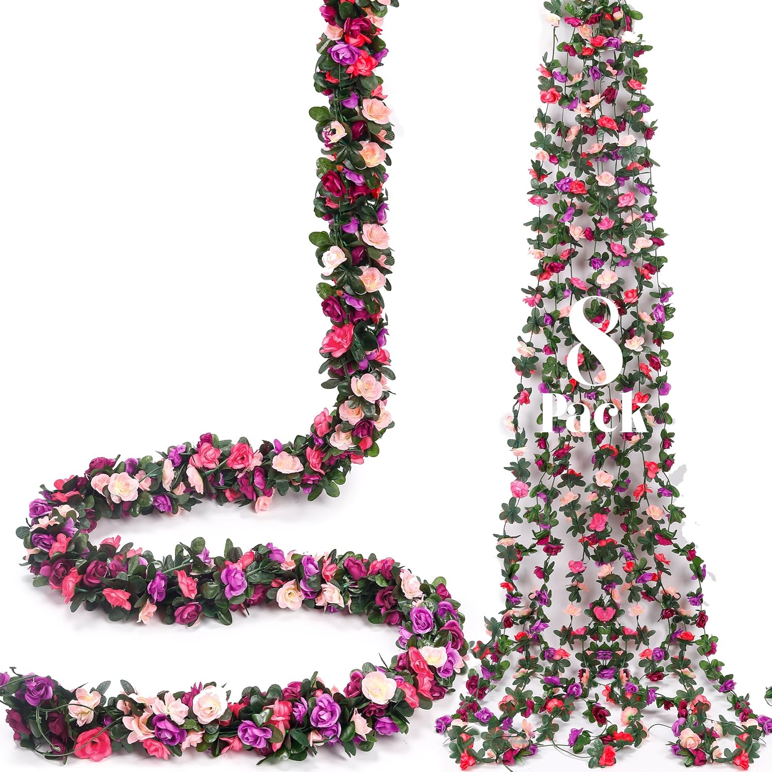 8 Pack 65 Ft Flower Garland Decorations Plastic Artificial Flowers For Wedding Decoration Photo Booth Backdrop