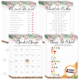 Bridal Shower Game Set, 4 Fun Games & Activities - Bingo Game/Would She Rather/He Said, She Said/Guess The Word For 30 Guests, All-In-One Set Wedding Party Supplies