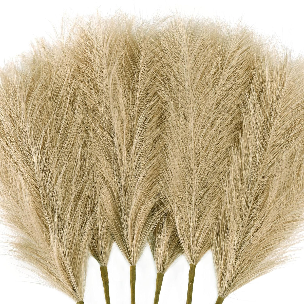 6 Pcs Faux Pampas Grass Arrangement - 18"/45Cm Artificial Fluffy Pompous Grass Stems For Boho Chic Home And Wedding Decor (Coffee)