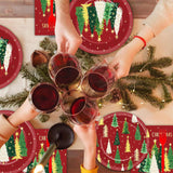 200Pcs Merry Christmas Plates And Napkins Red Green Tableware Set Xmas Trees Dinnerware Farmhouse Disposable Forks Paper Plates Napkins For Christmas Holiday Home Party Favor Supplies, 50 Guests