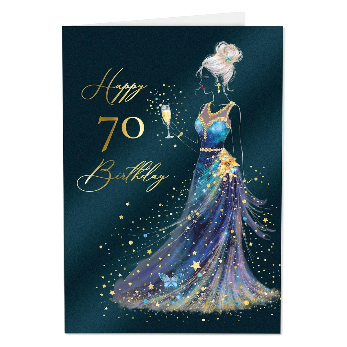 70Th Birthday Card For Women Stardust Lady - Premium 70Th Birthday Cards For Women With Premium Paper Envelope And Real Wax Seal - 6.7 X 4.5 Inch