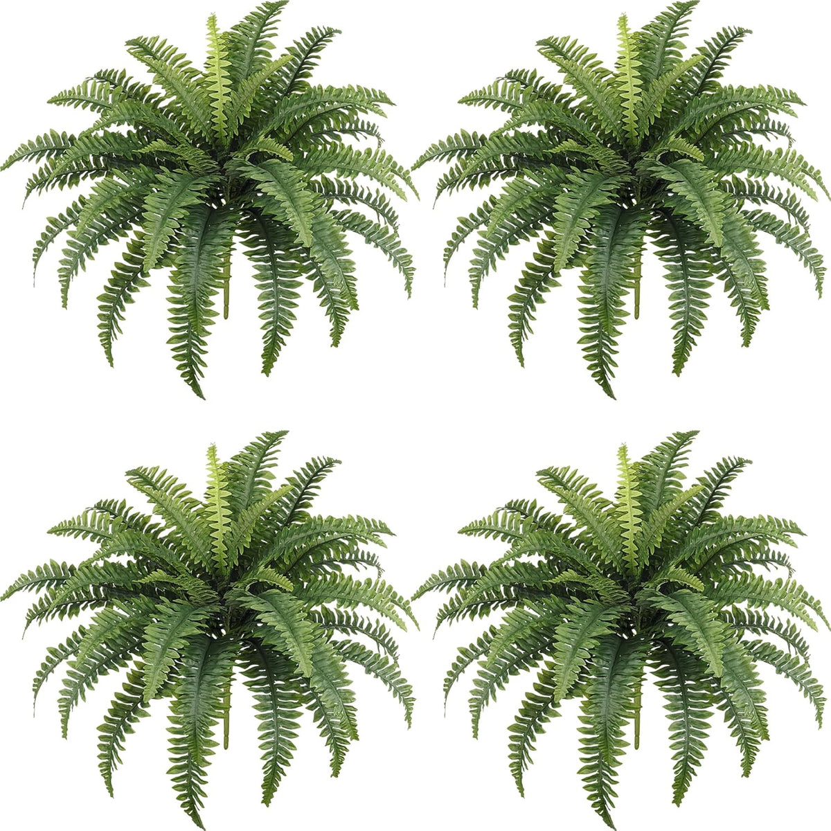 Fake Ferns, 35In Realistic Fake Bush Plants, 4 Faux Ferns With 39 Fronds For Outdoors Garden Planter Porch Entrance Home Decor
