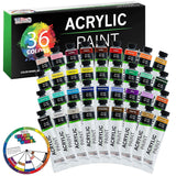 36 Color Professional Acrylic Paint Set In 12Ml Tubes - Art Painting Supplies For Adults, Artists, Students, Beginners - Canvas Portrait Paintings