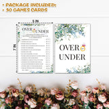 Eucalyptus Bridal Shower Game, Tropical Jungle Wedding Party Game, Greenery Theme Over Or Under Game, Bachelorette Party Activities & Decorations -30 Game Cards(05)