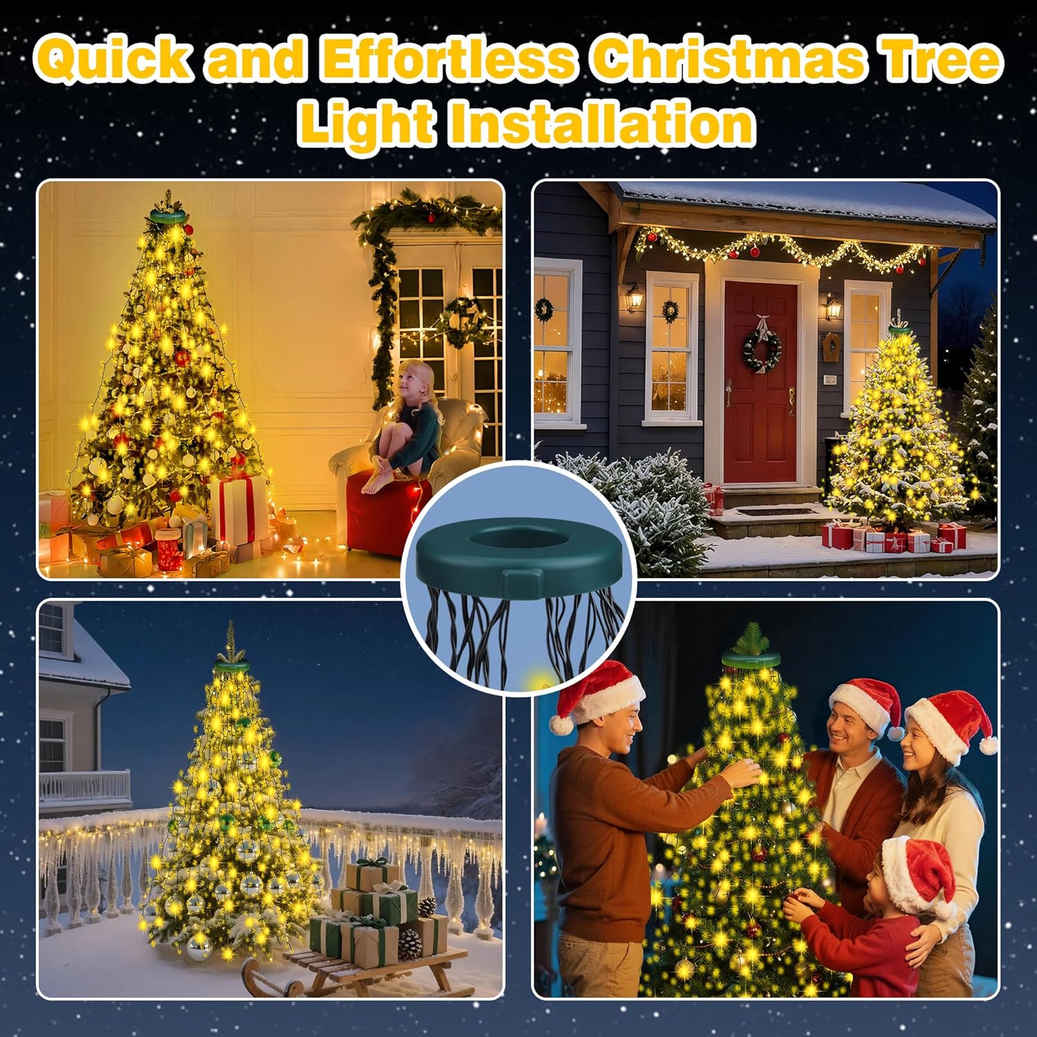 Christmas Tree Lights Indoor, 400 Led 16 Lines Of 6.6Ft With 8 Flashing Modes, Remote Control & Timer, Memory Function,