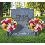 Artificial Cemetery Flowers - Memorial Flowers Bouquet With Vase For Outdoor Grave Decorations,Sympathy Flower - Realistic Vibrant Rose/Sunflower/Hyacinth