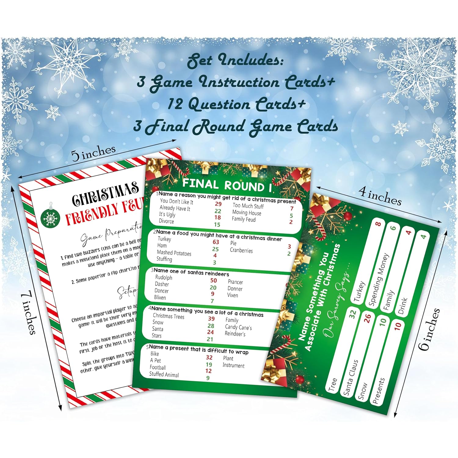 Christmas & Family Feud Games - Party Supplies For Adults & Baby Showers - Xmas Holiday Activity Decorations (F001)