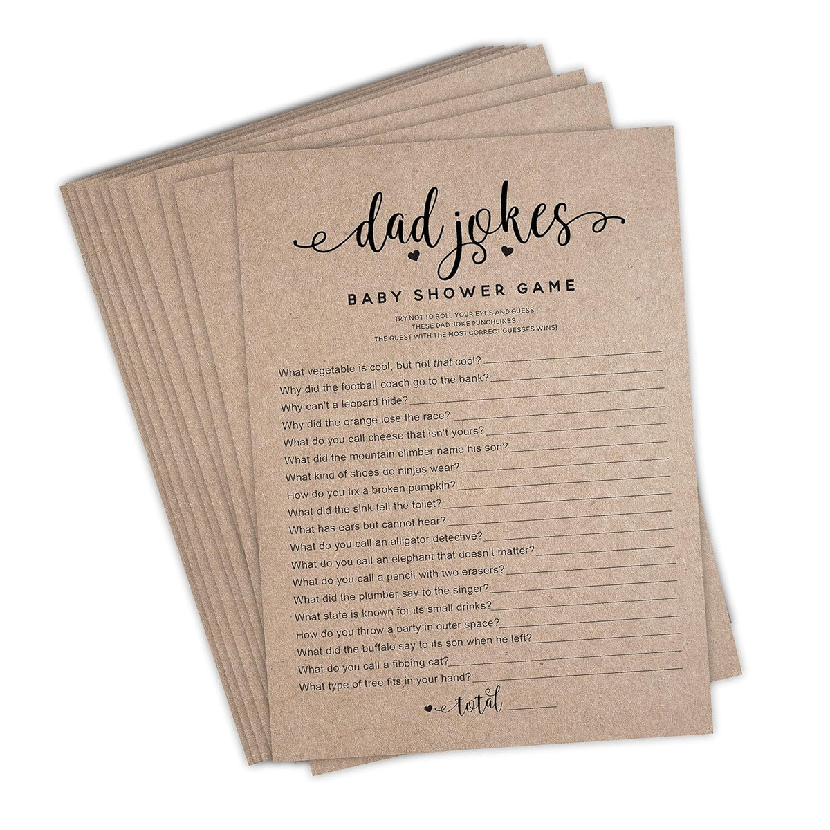 50 Pack Kraft Baby Shower Games, Fun Dad Joke Game, Great For Baby Shower, Baby Sprinkle, Or Any Party!