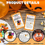 50 Pcs Halloween Game Cards, You'Ve Been Booed Boo Basket Stuffers For Friends Family, Black Cat Pumpkin Ghost Spooky Card For Him Or Her, Boo Greeting Cards, Happy Halloween Party Supplies -02