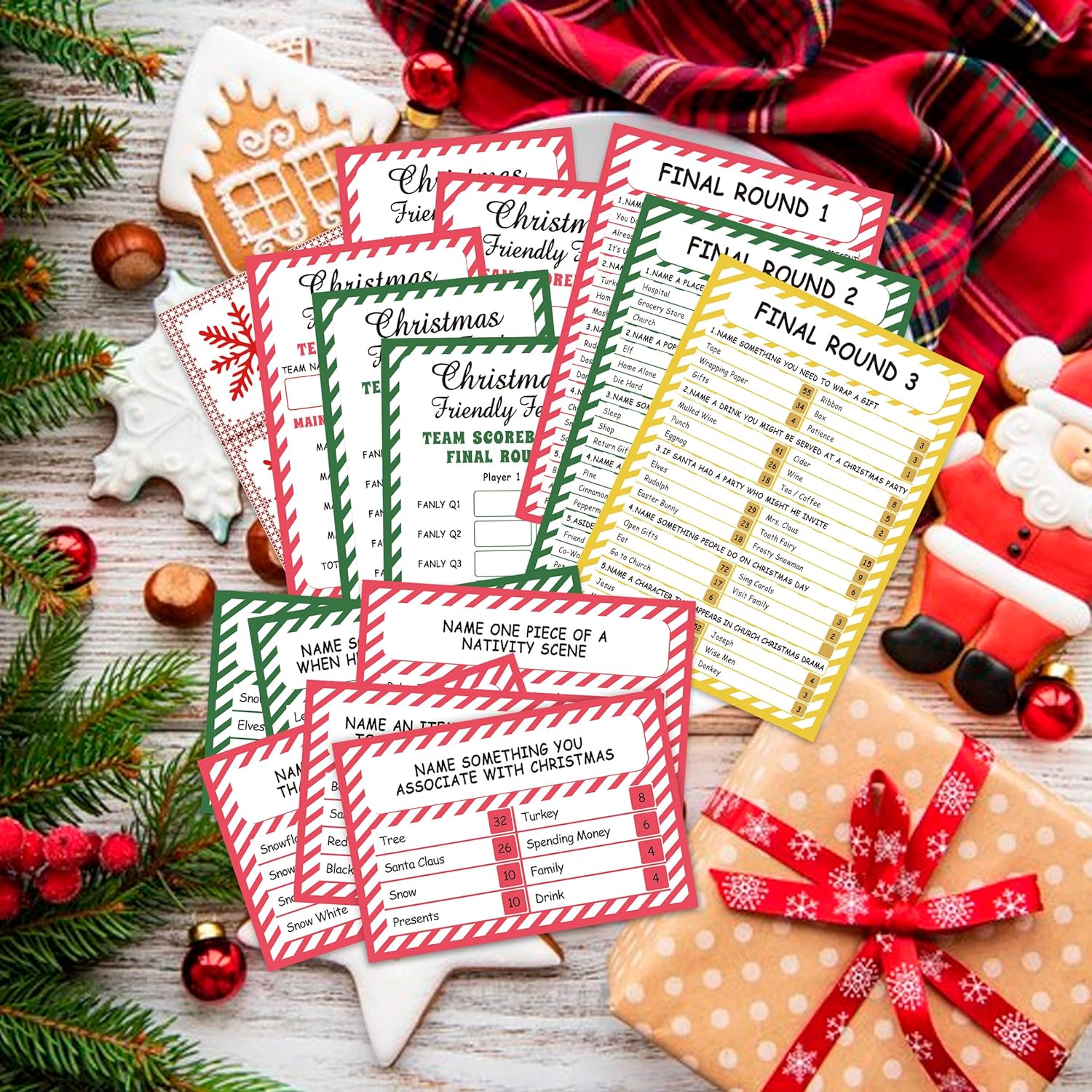 Christmas Friendly Feud Card Game, Christmas Party Game For Family Activity, Christmas Games For Adults, Feud Quiz, Christmas Quiz(Sdfeud01)