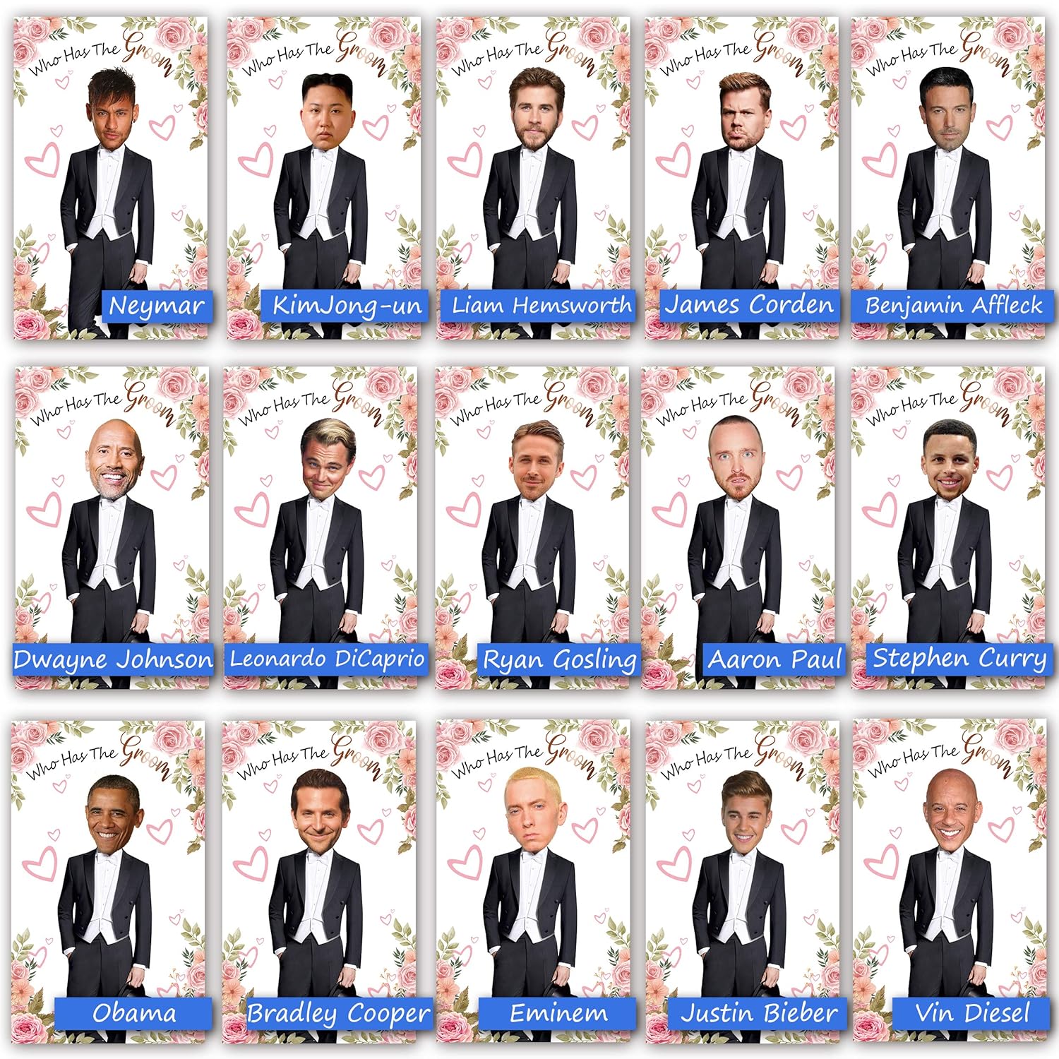 Floral Bridal Shower Games - Who Has The Groom Game - Scratch Off Celebrity Cards Tickets Bridal Shower Game - Funny Bachelorette Party Games