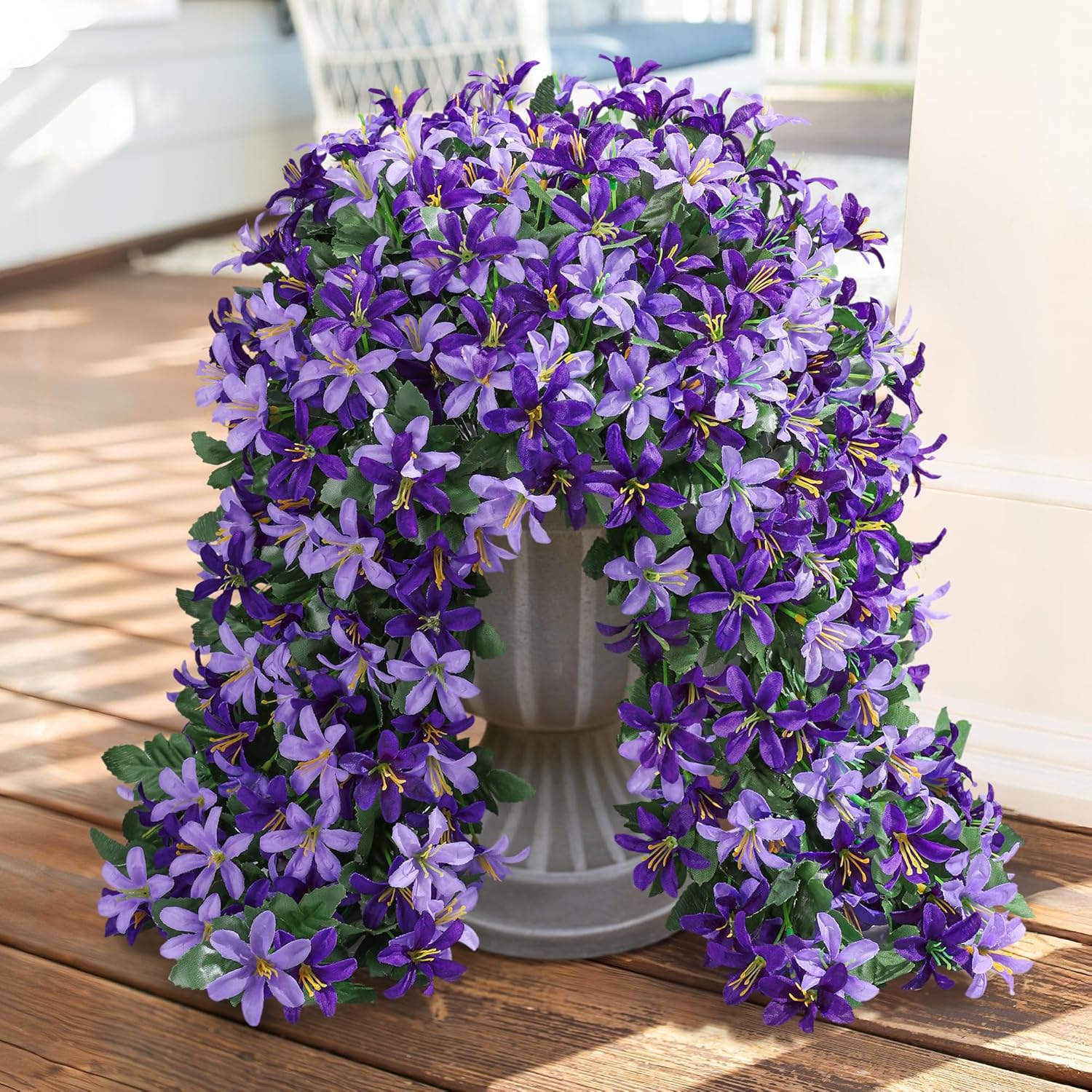 Artificial Fake Hanging Flowers Plants For Outdoors Decoration, Uv Resistant 2Pcs Faux Lily Flower Vines For Home Patio Porch Balcony Garden Yard, Pink & Rose
