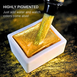 Metallic Watercolor 24 Colors|Tin Box & Waterbrush |Intense Pigments, Smooth Blend