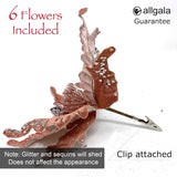Xf93305 Glitter And Sequin Decorated Fabric Poinsettia Artificial Christmas Flower With Clips (Pack Of 6, Pink Fade)