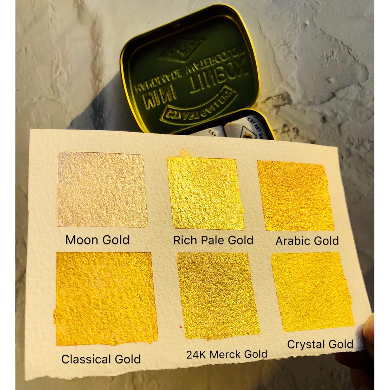 Metallic Watercolor Paint Set – Set Of 6 Shimmery Gold Solid Water Colors – Artist Quality – Perfect For Adults, Students, Hobbyists(Earth Golden)