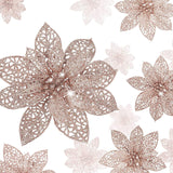 Rose Gold 24 Pieces Poinsettia Flower Christmas Glitter Artificial Poinsettia With Clips Christmas Tree Ornament Decorations For Diy Xmas Wreath Holiday Home Party Decor, 3/4/6 Inches