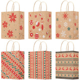 24 Pcs Christmas Kraft Gift Bags With Handles,Treat Bags For Gifts,Cookies,Candy,Holiday Goodies Wrapping,For Xmas Holiday Presents Wrapping,9"X7.3"X3.3"