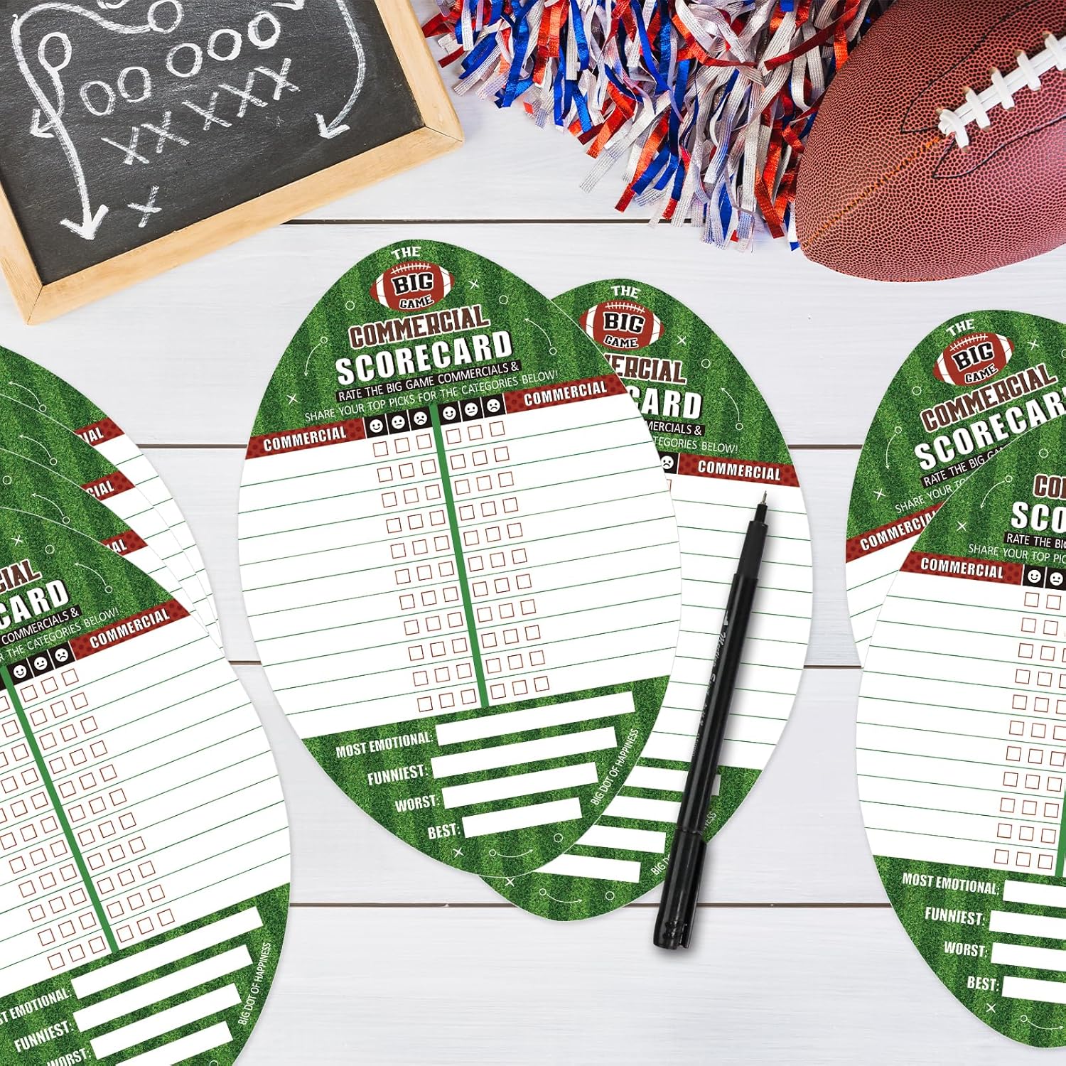 25 Pack Football Party Cards Double-Sided, 2 Games In 1 Football Game Cards For Super Football Bowl Game Day Sports Themed Parties