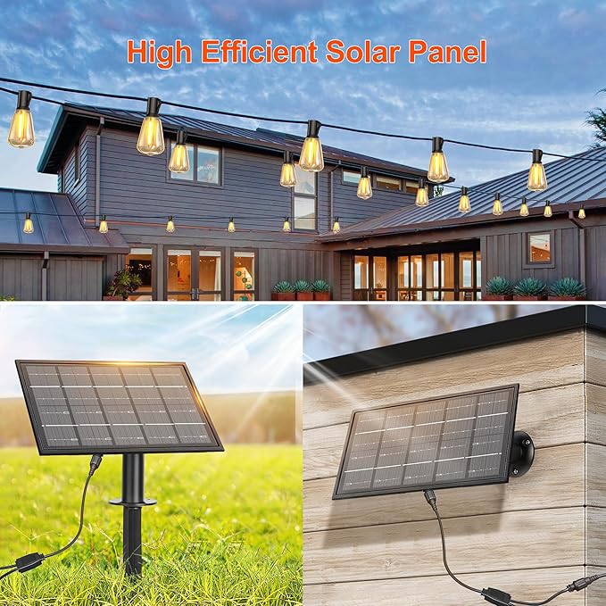 120FT Solar ST38 String Lights Waterproof Remote Control Shatterproof Patio Lights