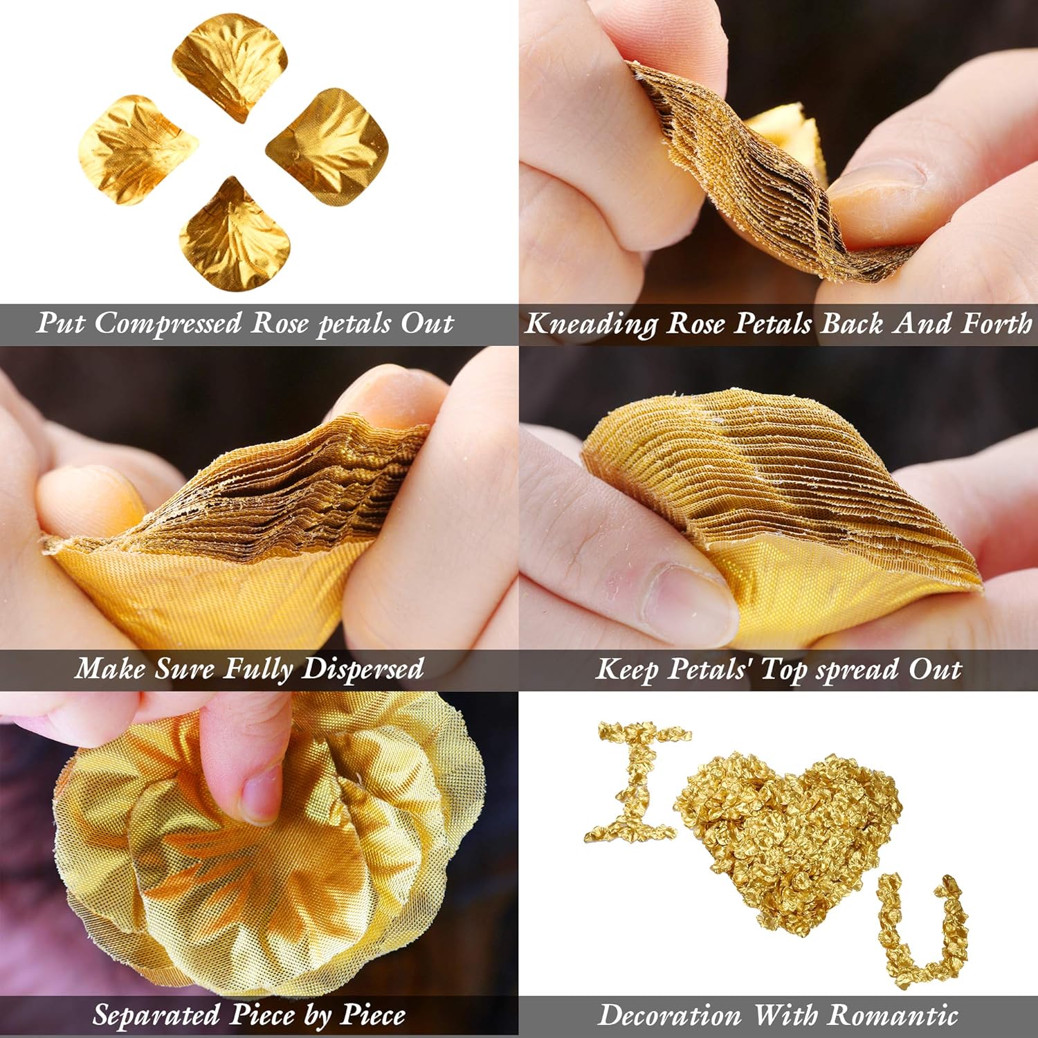 2000 Pcs Gold Silk Rose Petals,Artificial Flower Petals For Wedding,Romantic Night,Romantic Valentines Decor For Bedroom,Weddings,Party,Table,Dining Room,Proposal Anniversary Flower Decorations