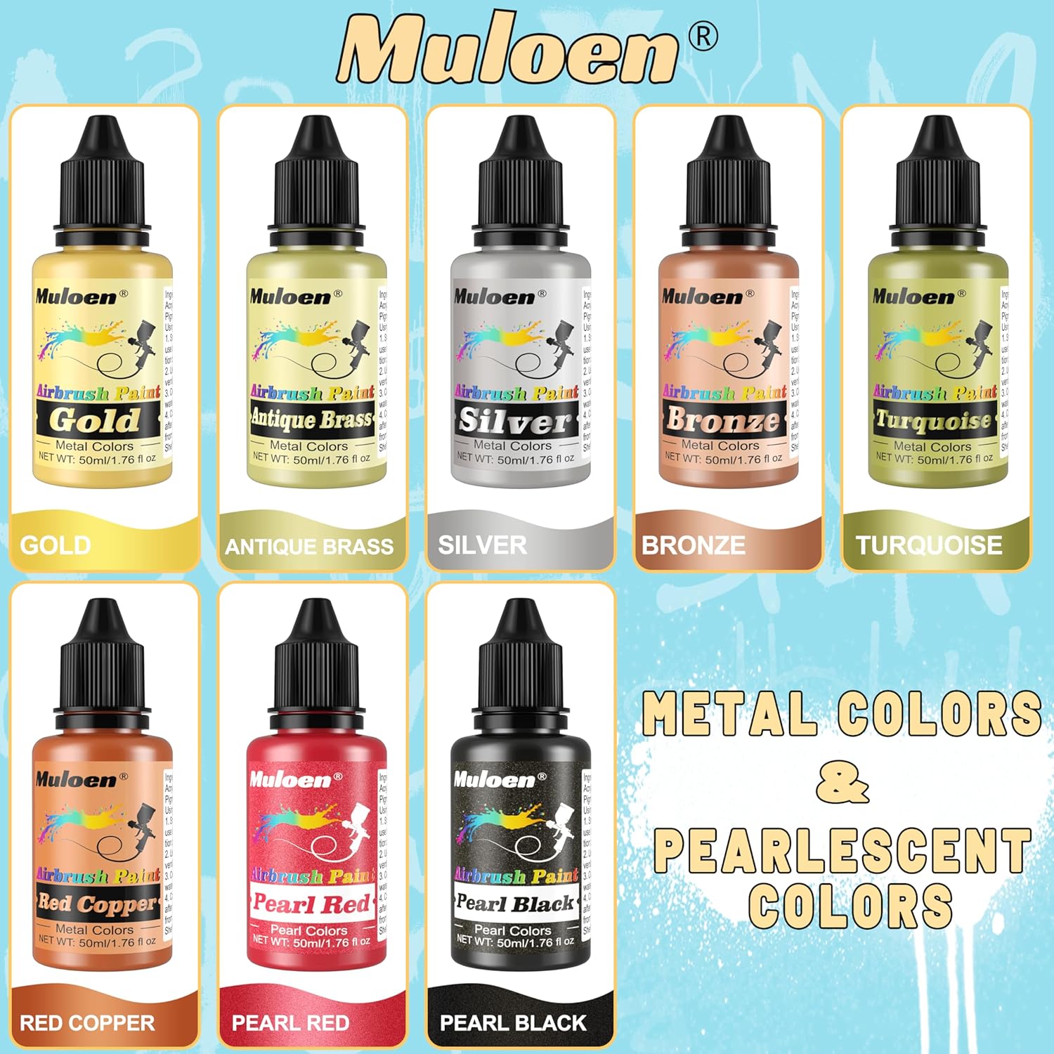 Airbrush Paint Set - 24 Colors Ready To Spray Airbrush Kit With 2 Cleaning Brush, Water Based Acrylic Air Brush Paint Kit For Artists And Beginners - 1.76 Fl Oz