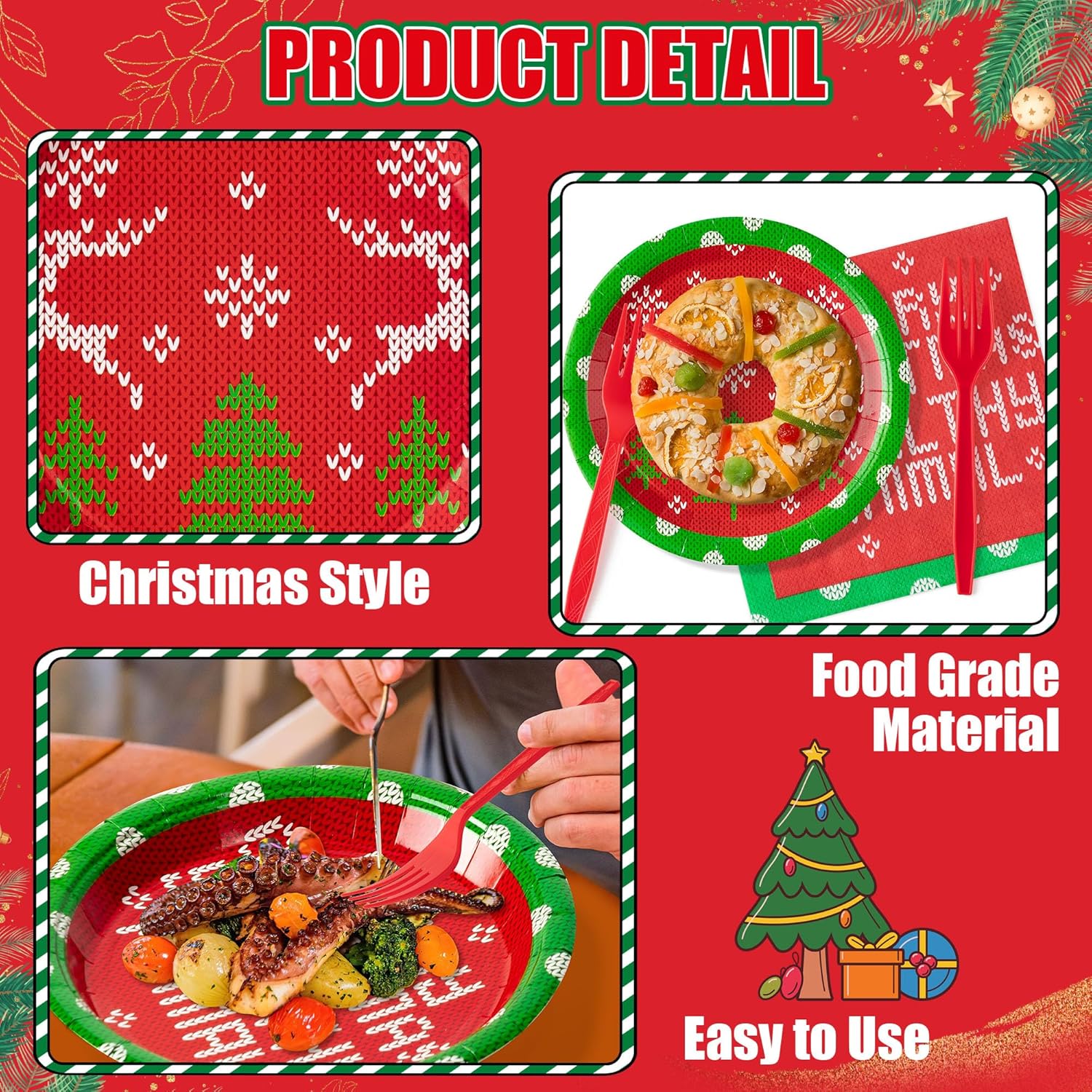 Christmas Plates Napkins Tableware - 96Pcs Funny Xmas Movie Party Forks Dinnerware Set Decoration Supplies, Merry Christmas Ya Filthy Animal Disposable Tableware Favor For Holiday (24 Guests)