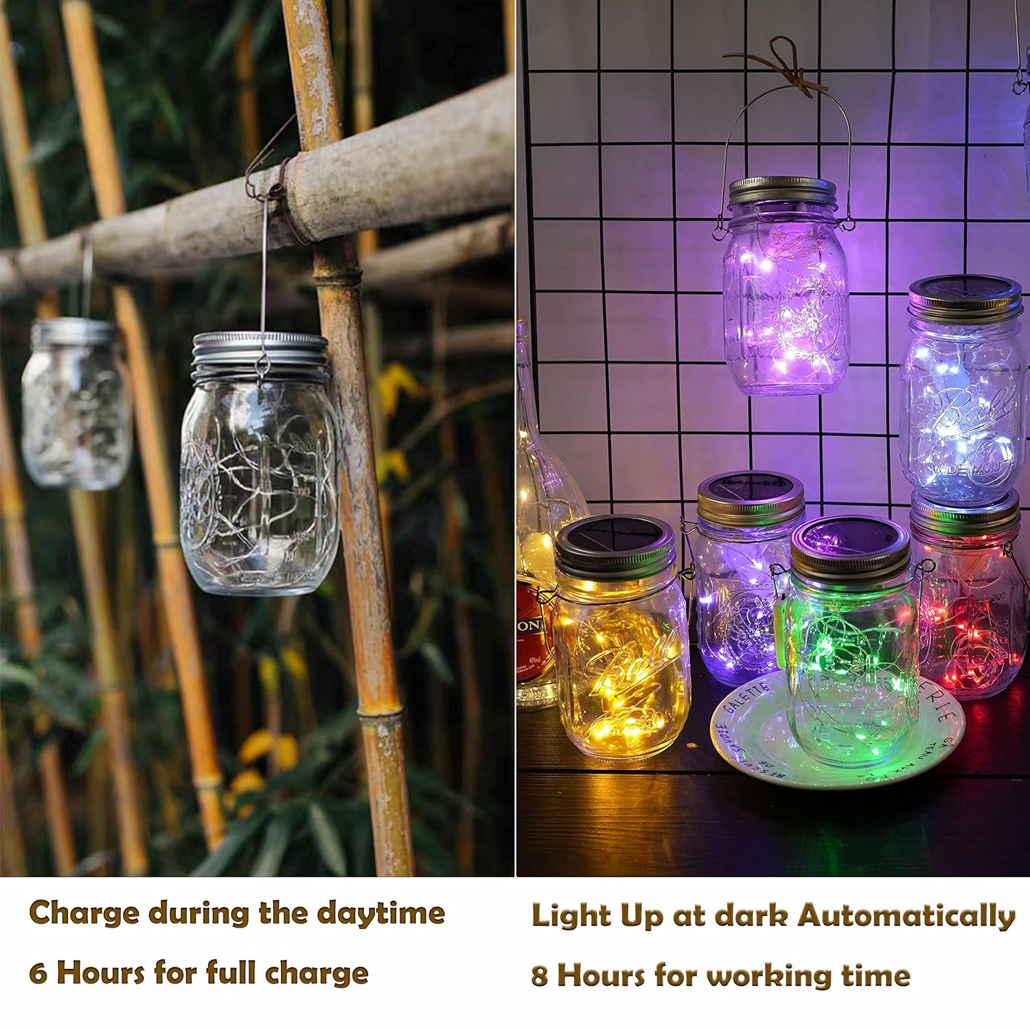 Solar Mason Jar Lid Lights, 6 Pack 20 Led Waterproof String Fairy Star Firefly Jar Lids Lights For Patio Garden Yard Law