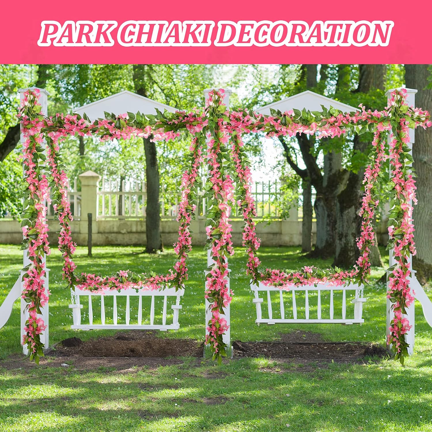 4 Pieces 26 Ft In Total Pink Wisteria Garland Hanging Flowers Artificial Vine Wedding Silk Wisteria Hanging Flower For Wedding Arch Home Garden Party Outdoor Decor
