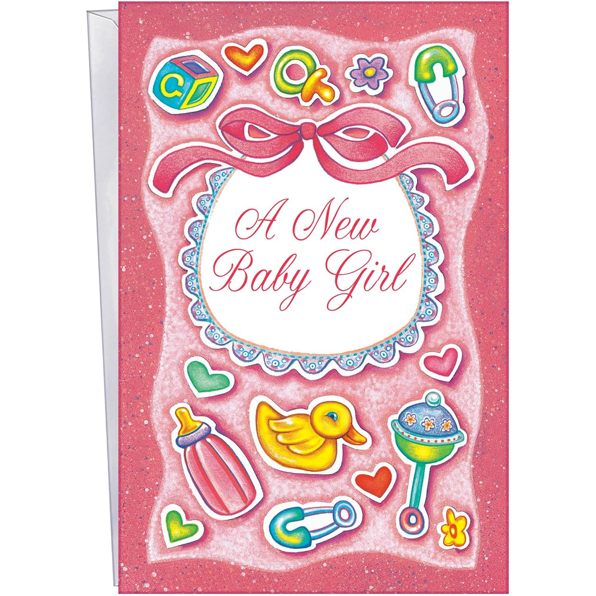 - New Baby Girl Card - Made In Usa - Perfect Size: Opens To A Generous 10? × 7.75? - Precious - 96265